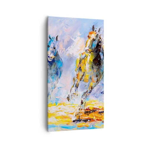 Bild auf Leinwand - Leinwandbild - Galopp durch die Blendung - 55x100 cm