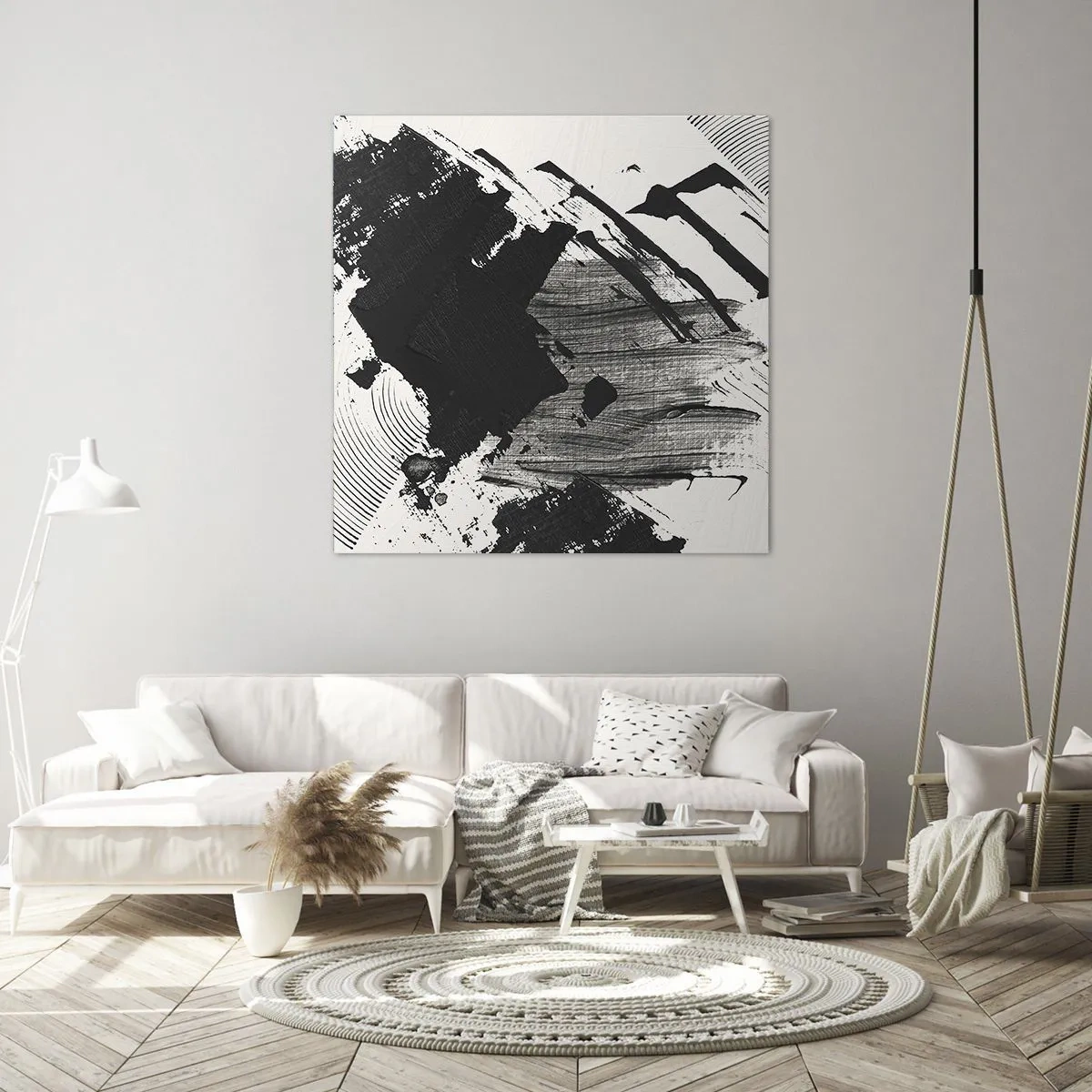 Bild auf Leinwand - Leinwandbild - Abstraktion – Ausdruck von Schwarz - 70x70 cm