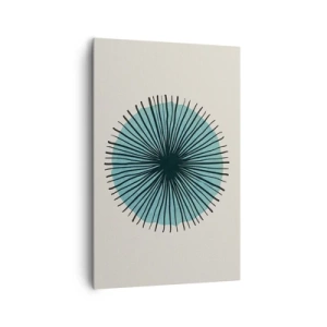 Bild auf Leinwand - Leinwandbild - Abstrakte Kreisform mit blauen Strahlen - 80x120cm - Strahlend im Blau - Moderne Wanddekoration für Wohnzimmer und Schlafzimmer ARTTOR