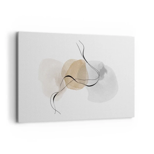 Bild auf Leinwand - Leinwandbild - Minimalistische Abstraktion in Beige- und Grautönen - 120x80cm - Luftperlen - Moderne Wanddekoration für Wohnzimmer und Schlafzimmer ARTTOR