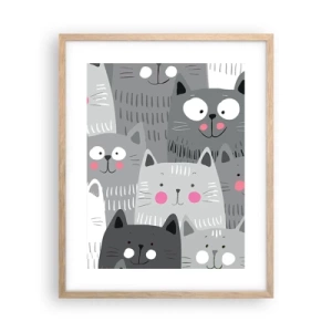 Poster in einem Rahmen aus heller Eiche - Katzenwelt - 40x50 cm
