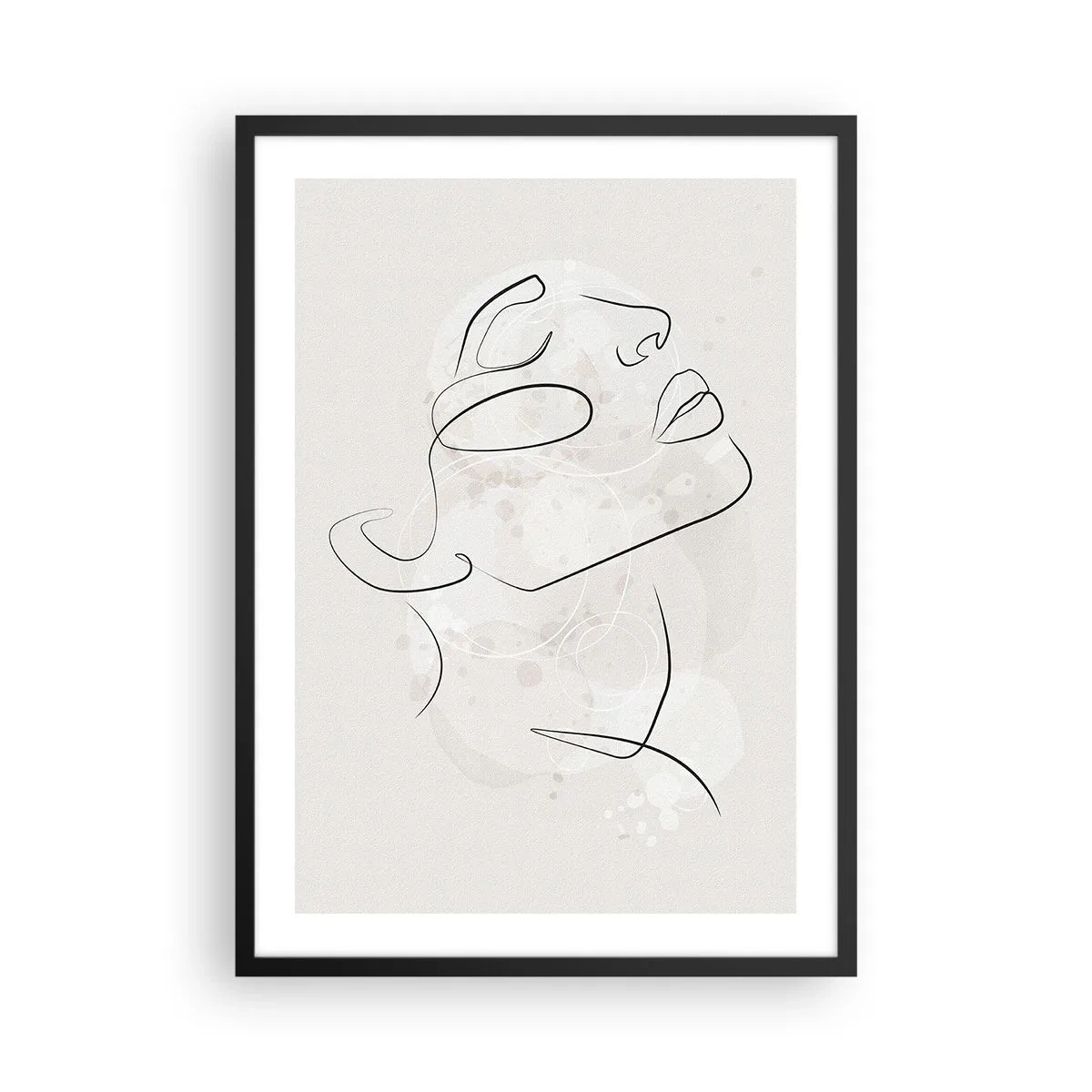 Poster in einem schwarzem Rahmen - Minimalistisches Gesichtsporträt im linearen Stil - 50x70cm - Die Umrisse eines Traums - Moderne Wanddekoration für Wohnzimmer und Schlafzimmer ARTTOR