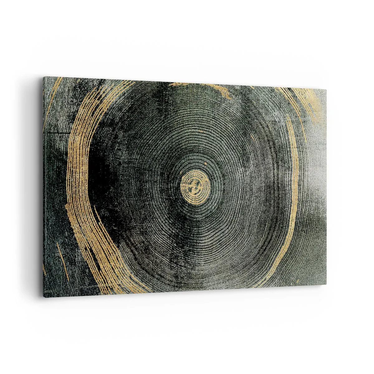 Bild auf Leinwand - Leinwandbild - Konzentrische Kreise mit goldenen Akzenten - 120x80cm - Veränderung und Beständigkeit - Moderne Wanddekoration für Wohnzimmer und Schlafzimmer ARTTOR