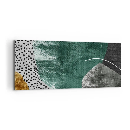 Bild auf Leinwand - Leinwandbild - Bunte Abstraktion mit Blattgold - 100x40 cm