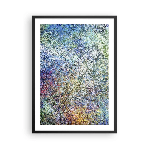Poster in einem schwarzem Rahmen - Farbenfrohe Abstraktion mit dynamischen Linien und Blautönen - 50x70cm - Es ist nicht so einfach - Moderne Wanddekoration für Wohnzimmer und Schlafzimmer ARTTOR
