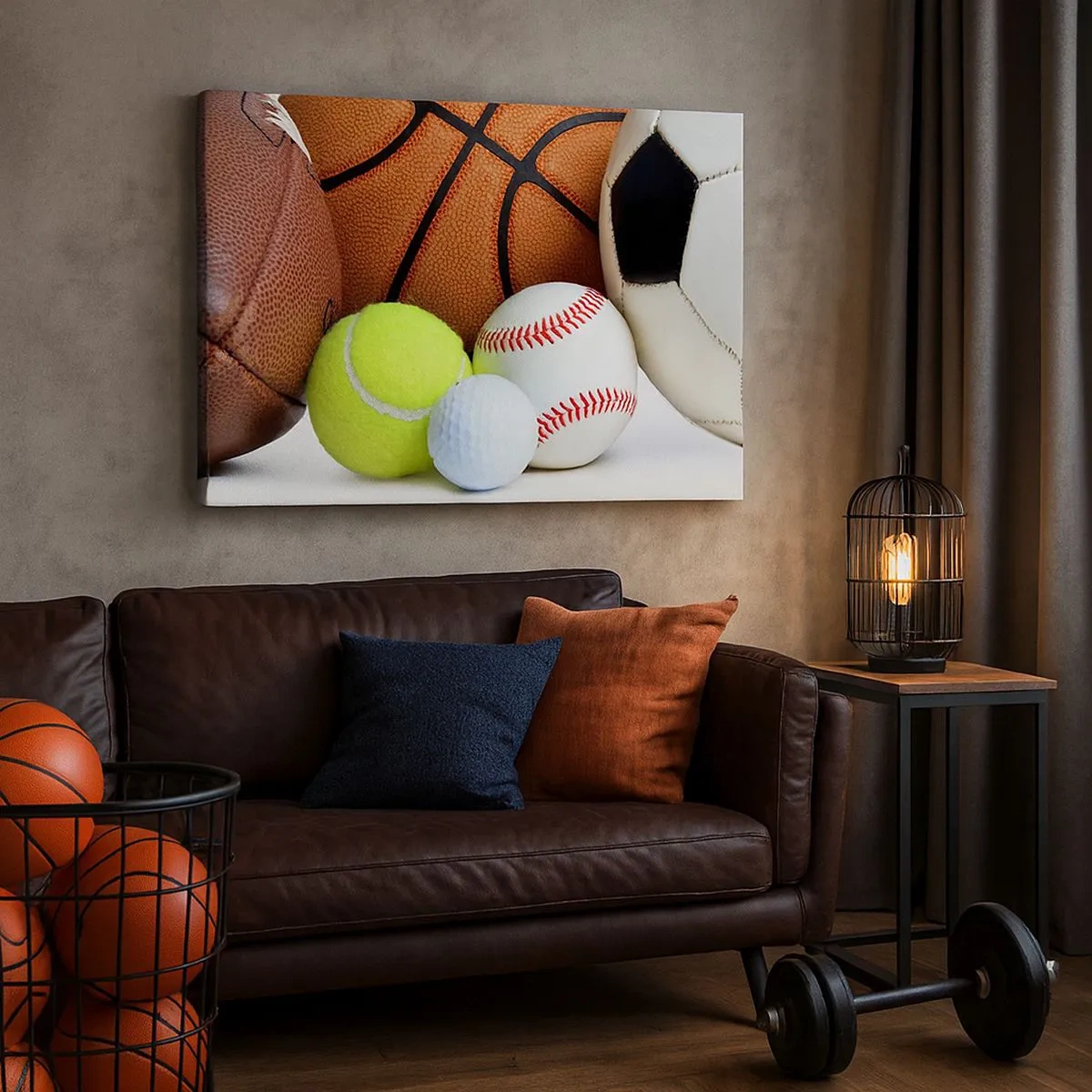 Bild auf Leinwand - Leinwandbild - Bälle verschiedener Sportarten - 70x50cm - Fußball verbindet uns! - Moderne Wanddekoration für Wohnzimmer und Schlafzimmer ARTTOR