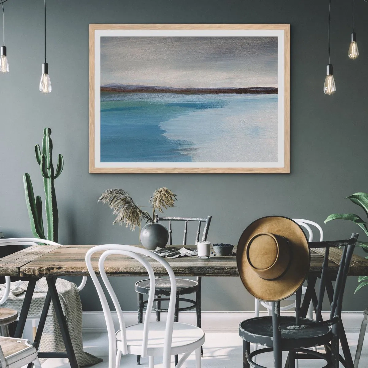 Poster in einem Rahmen aus heller Eiche - Horizontale Landschaft - 50x40 cm