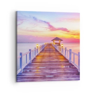 Bild auf Leinwand - Leinwandbild - Die lila-goldene Stille des Abends - 70x70 cm