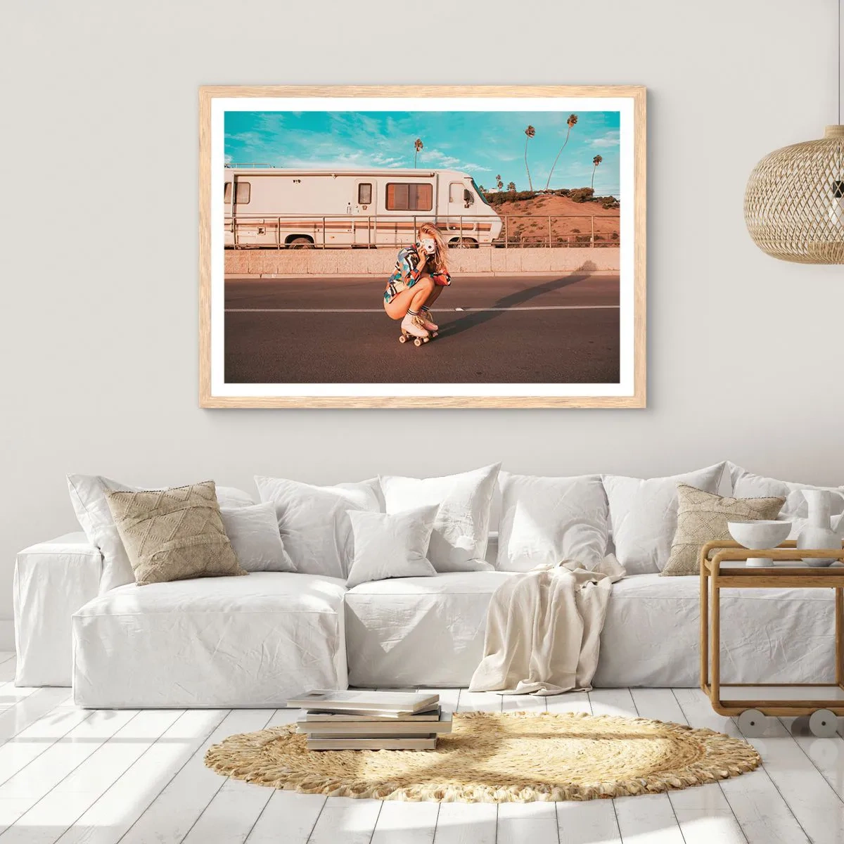 Poster in einem Rahmen aus heller Eiche - Lächel bitte! - 91x61 cm