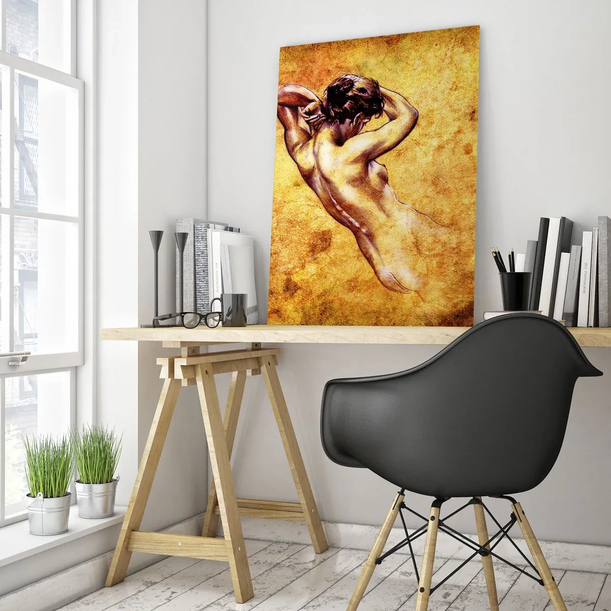 Glasbild - Bild auf glas - Künstlerische Figur eines Mannes vor einem Vintage-Hintergrund - 50x70cm - Entdeckt, aber immer noch ein Rätsel - Moderne Wanddekoration für Wohnzimmer und Schlafzimmer ARTTOR