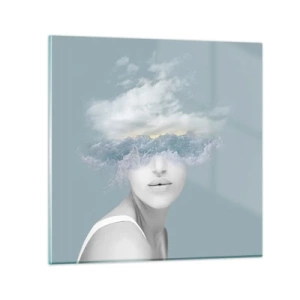Glasbild - Bild auf glas - Mit dem Kopf in den Wolken - 60x60 cm