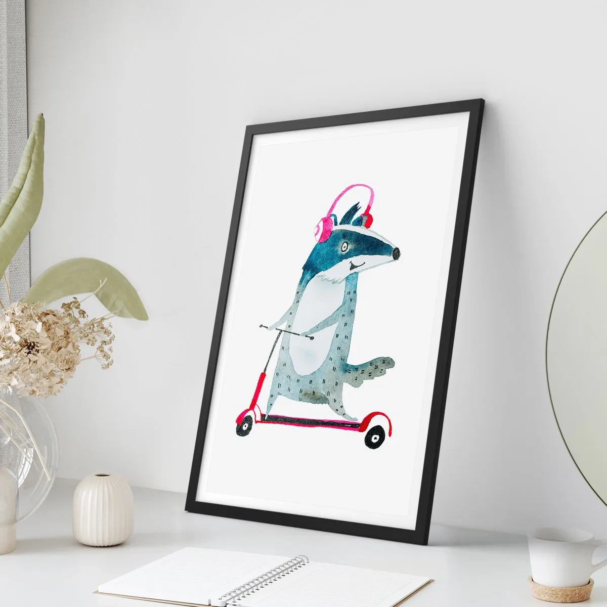 Poster in einem schwarzem Rahmen - Dachsfreude - 30x40 cm