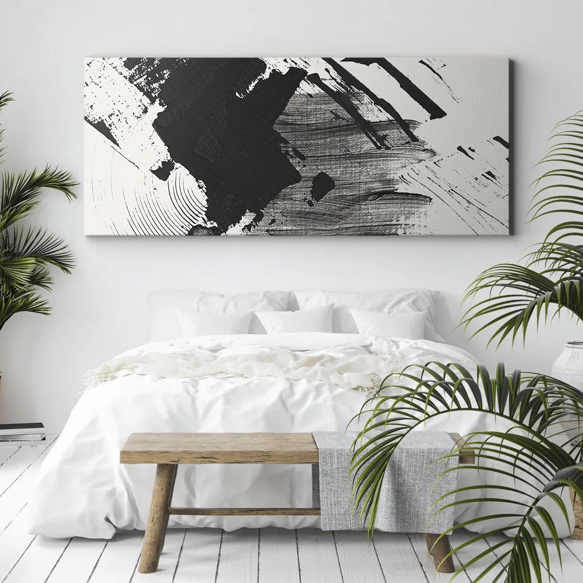 Bild auf Leinwand - Leinwandbild - Abstraktion – Ausdruck von Schwarz - 100x40 cm