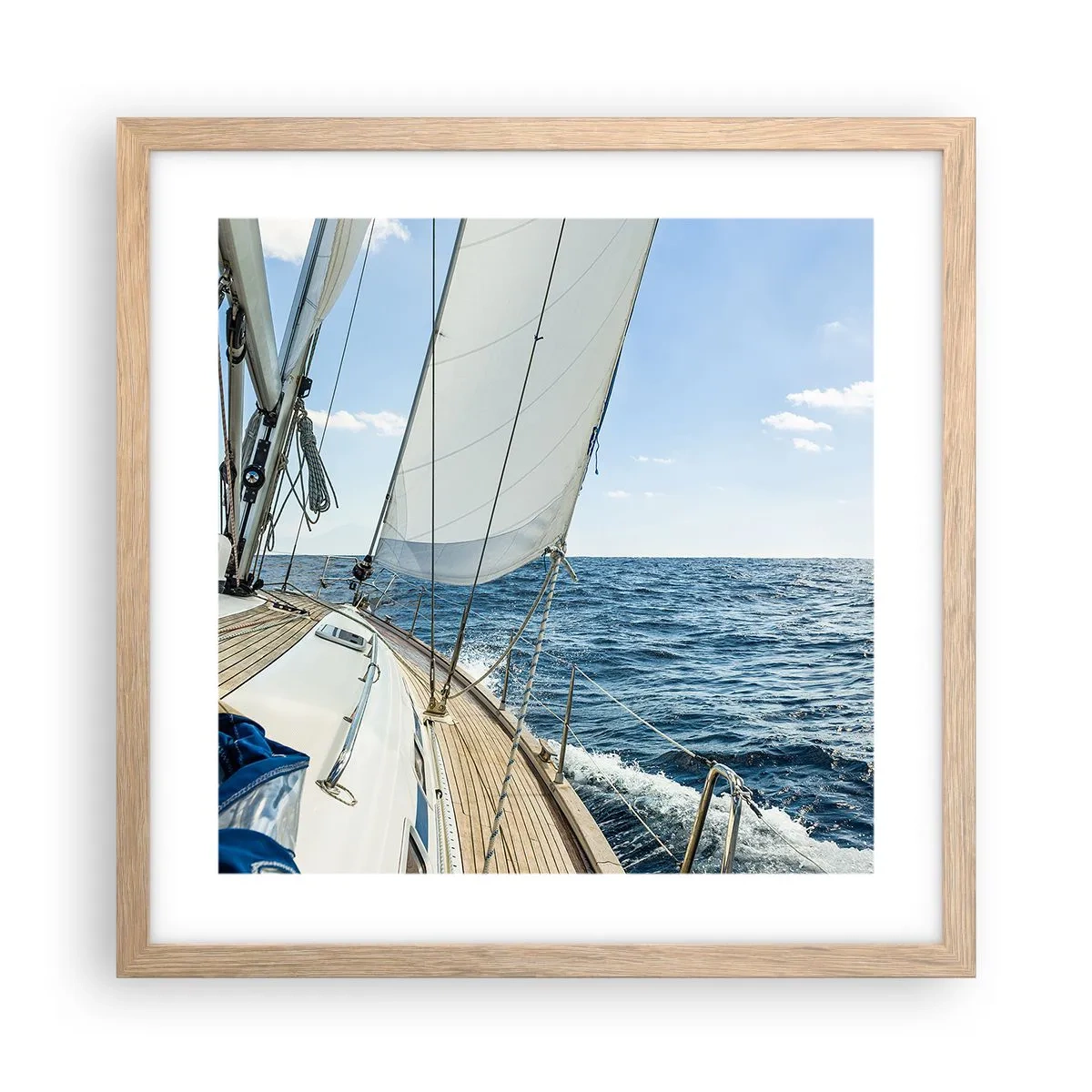 Poster in einem Rahmen aus heller Eiche - Ahoi, Abenteuer - 40x40 cm