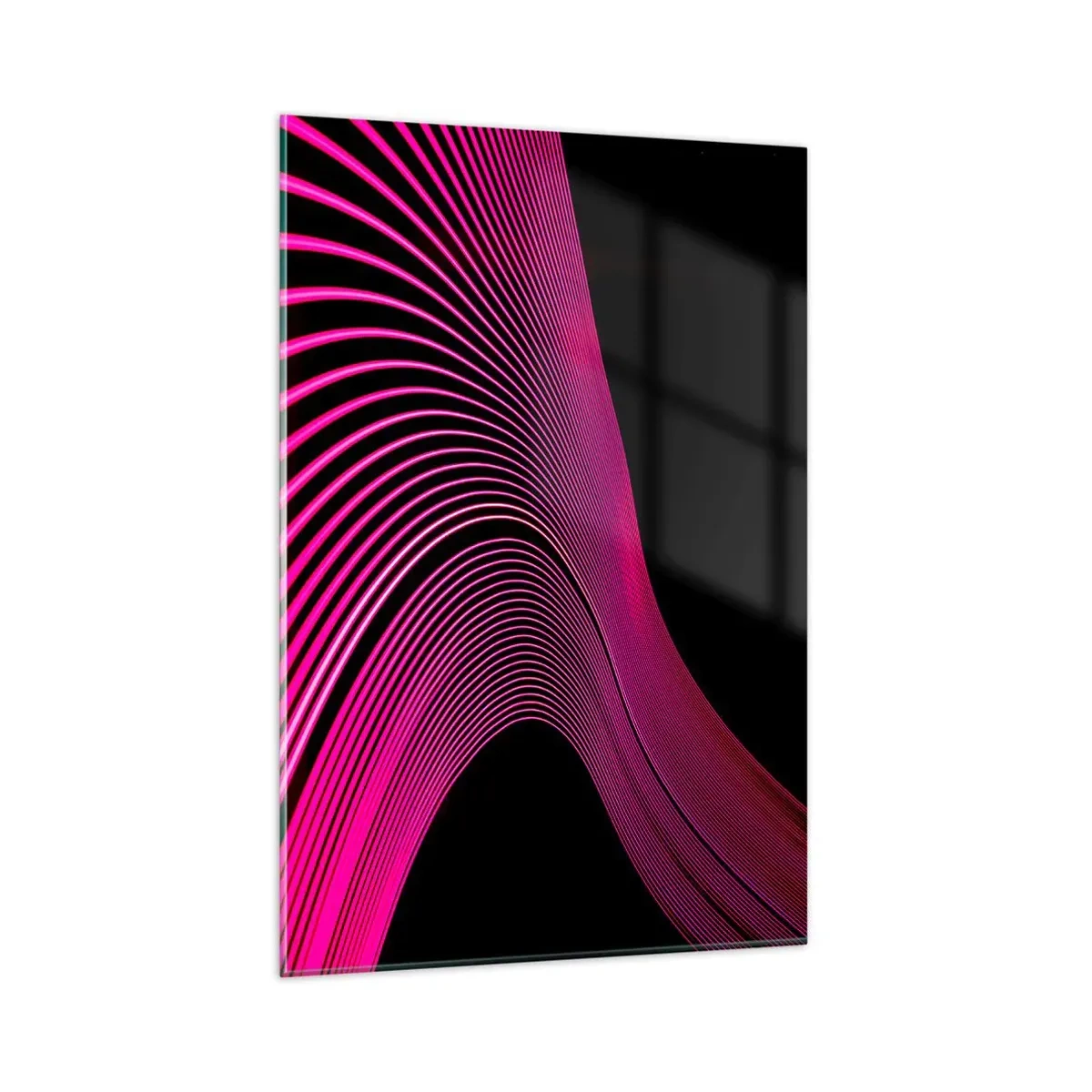 Glasbild - Bild auf glas - Futuristische Linien in Rosatönen auf schwarzem Hintergrund - 80x120cm - Allee des Lichts - Moderne Wanddekoration für Wohnzimmer und Schlafzimmer ARTTOR