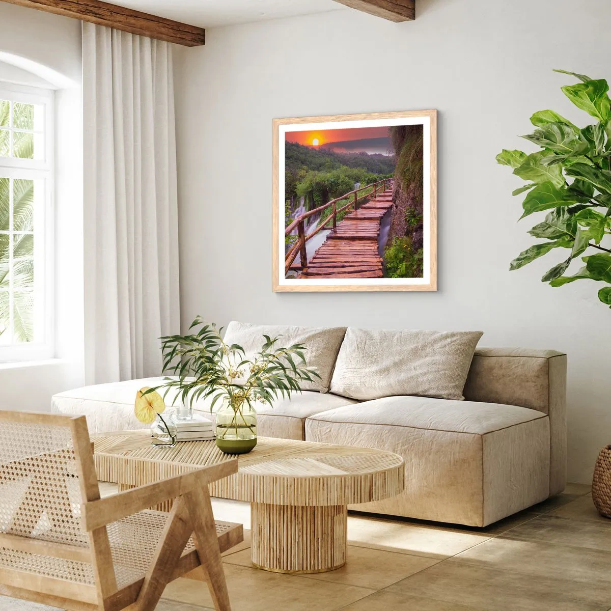 Poster in einem Rahmen aus heller Eiche - Schönheit jenseits des Glaubens - 60x60 cm
