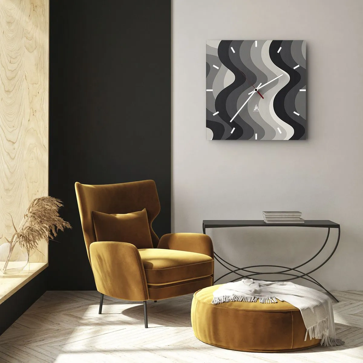 Wanduhr - Glasuhr - Eine Welle nach der anderen - 40x40 cm