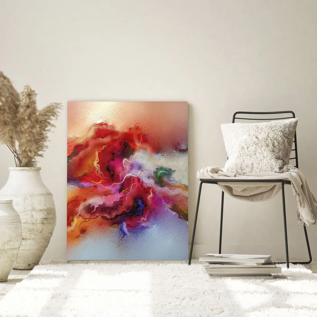 Glasbild - Bild auf glas - Bunte Abstraktion mit dynamischer Komposition - 70x100cm - Wie man Träume fängt - rauchen - Moderne Wanddekoration für Wohnzimmer und Schlafzimmer ARTTOR