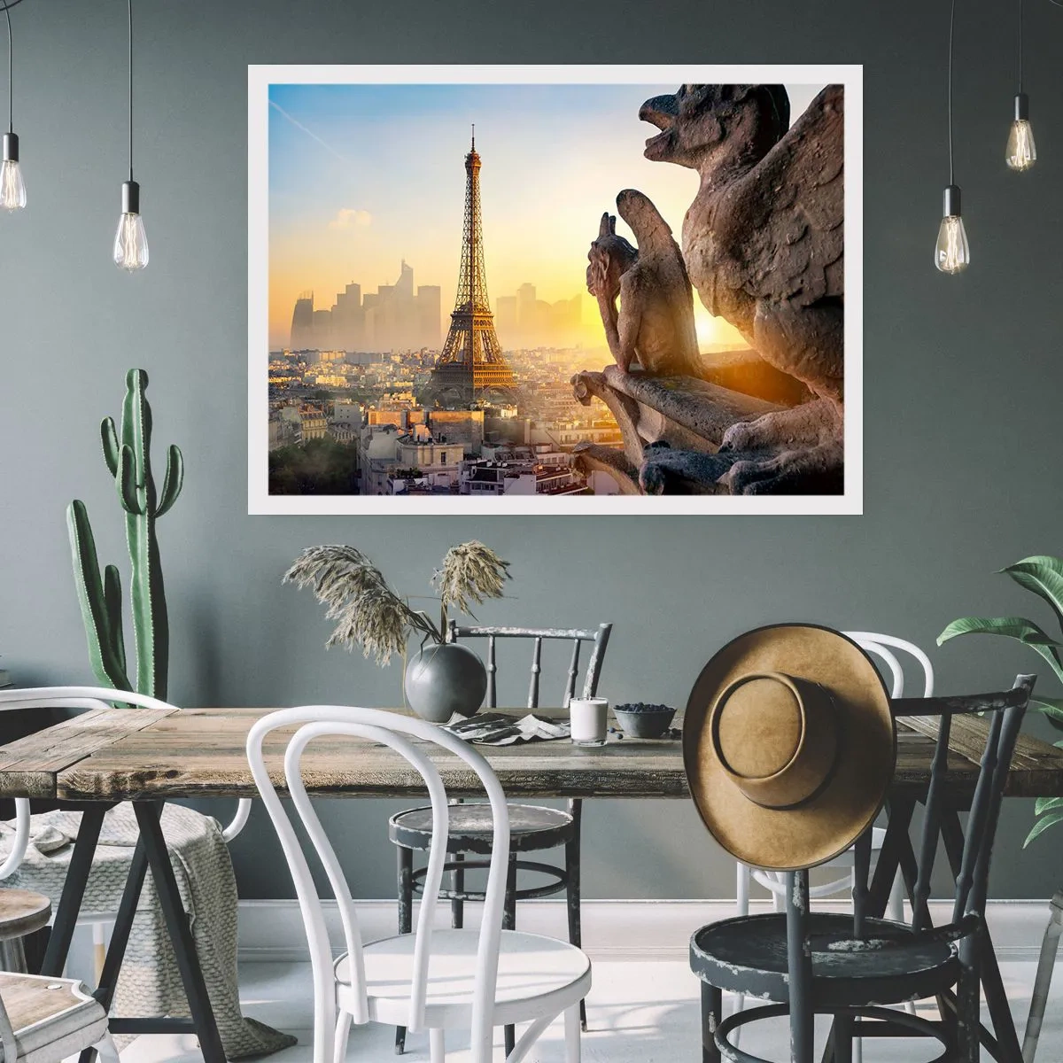 Poster - Blick auf den Eiffelturm mit Wasserspeiern im Hintergrund - 100x70cm - Vieles hat sich geändert ... - Moderne Wanddekoration für Wohnzimmer und Schlafzimmer ARTTOR