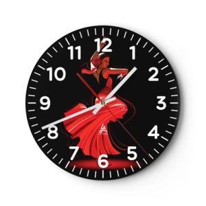 Wanduhr - Glasuhr - Der feurige Geist des Flamenco - 30x30 cm
