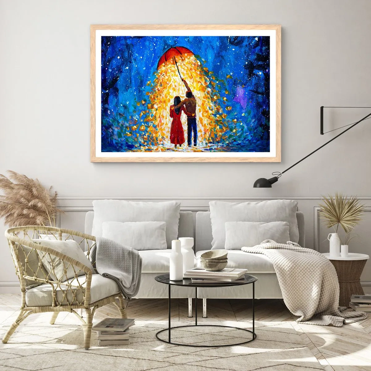 Poster in einem Rahmen aus heller Eiche - Zauber eines Regenabends? - 70x50 cm