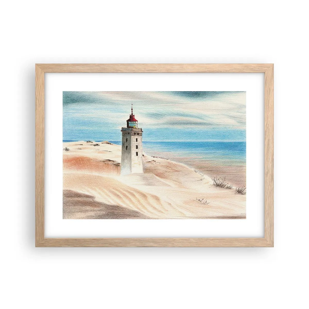 Poster in einem Rahmen aus heller Eiche - Immer aufs Meer starrend - 40x30 cm