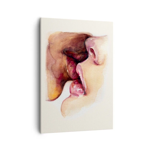 Bild auf Leinwand - Leinwandbild - Ein Aquarell einer Nahaufnahme eines Gesichts - 50x70cm - Wie Tag und Nacht, Erde und Himmel - Moderne Wanddekoration für Wohnzimmer und Schlafzimmer ARTTOR