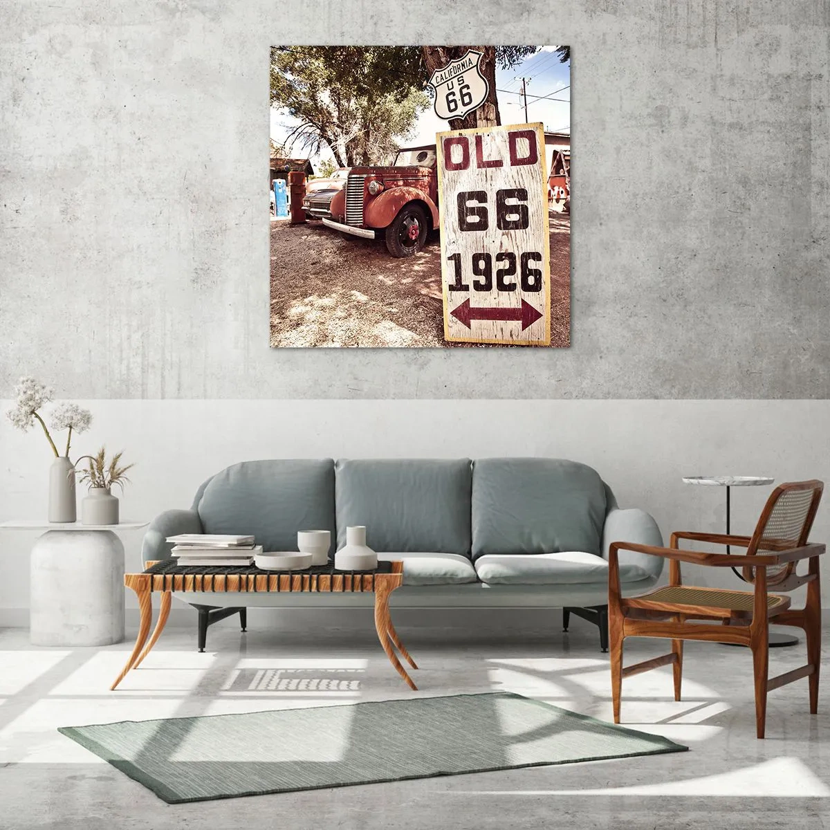 Glasbild - Bild auf glas - Die Legende der amerikanischen Provinz - 50x50 cm