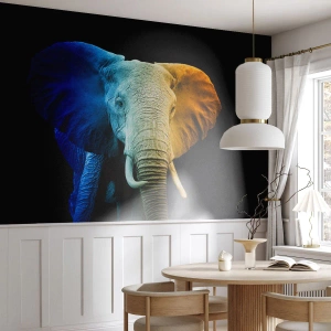 Fototapete Premium Canvas - Elefantenporträt in Regenbogenfarben - 100x70cm - Exzentrisch, kein Verrückter - Moderne Wanddekoration für Wohnzimmer und Schlafzimmer ARTTOR