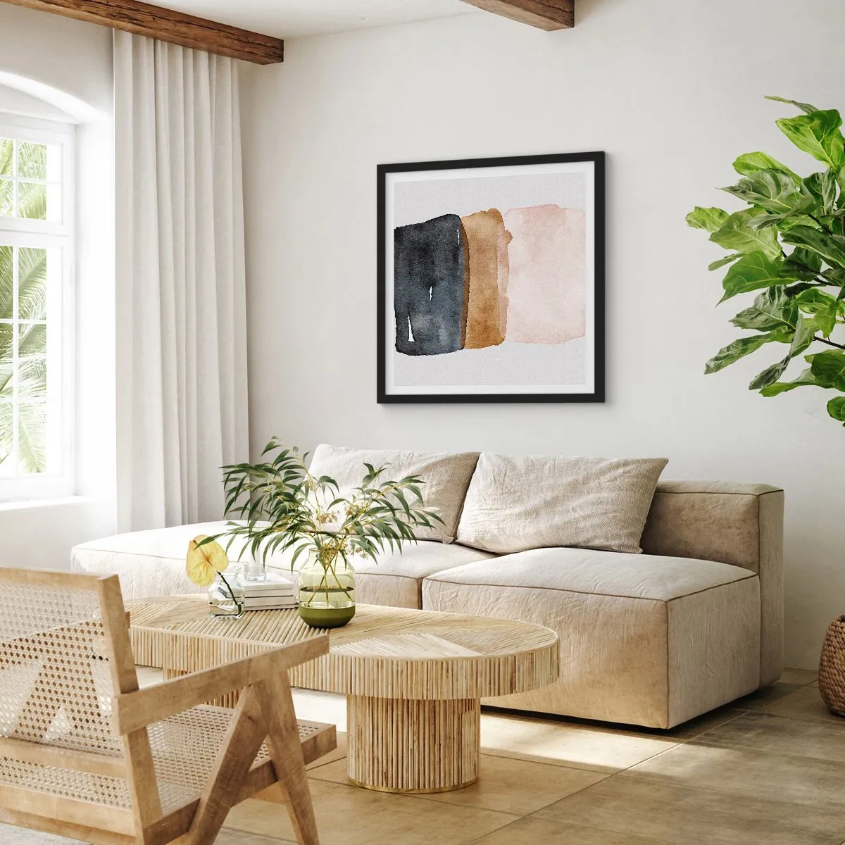 Poster in einem schwarzem Rahmen - Die Komposition der Farben der Erde - 40x40 cm