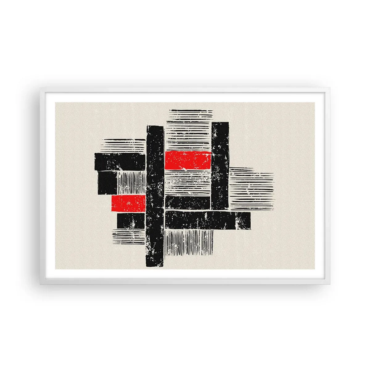 Poster in einem weißen Rahmen - Rot und Schwarz - 91x61 cm