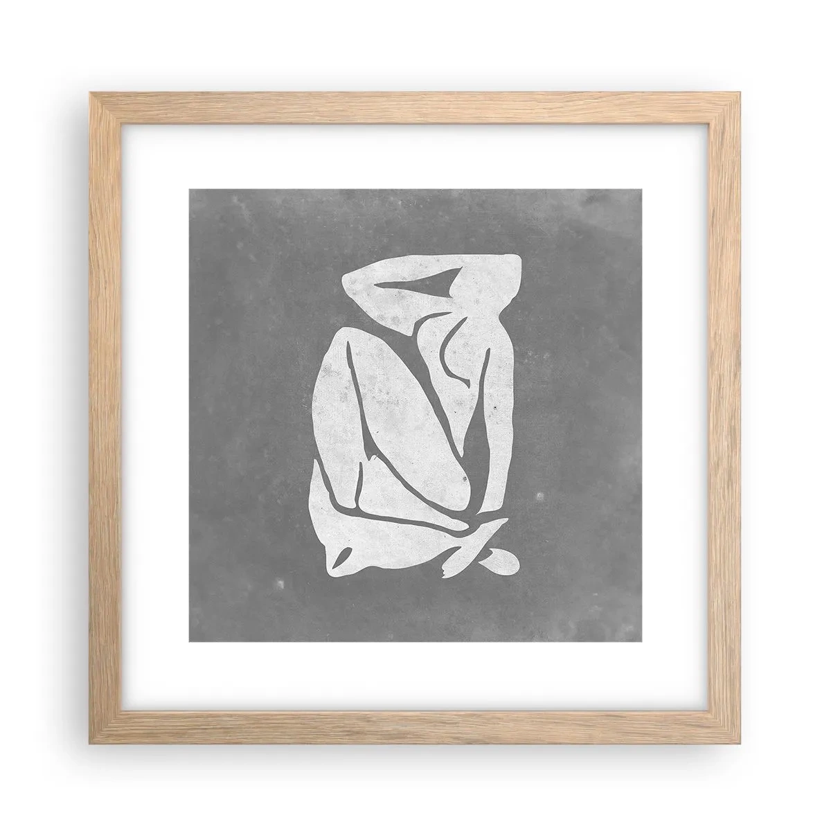 Poster in einem Rahmen aus heller Eiche - In Gedanken versunken - 30x30 cm