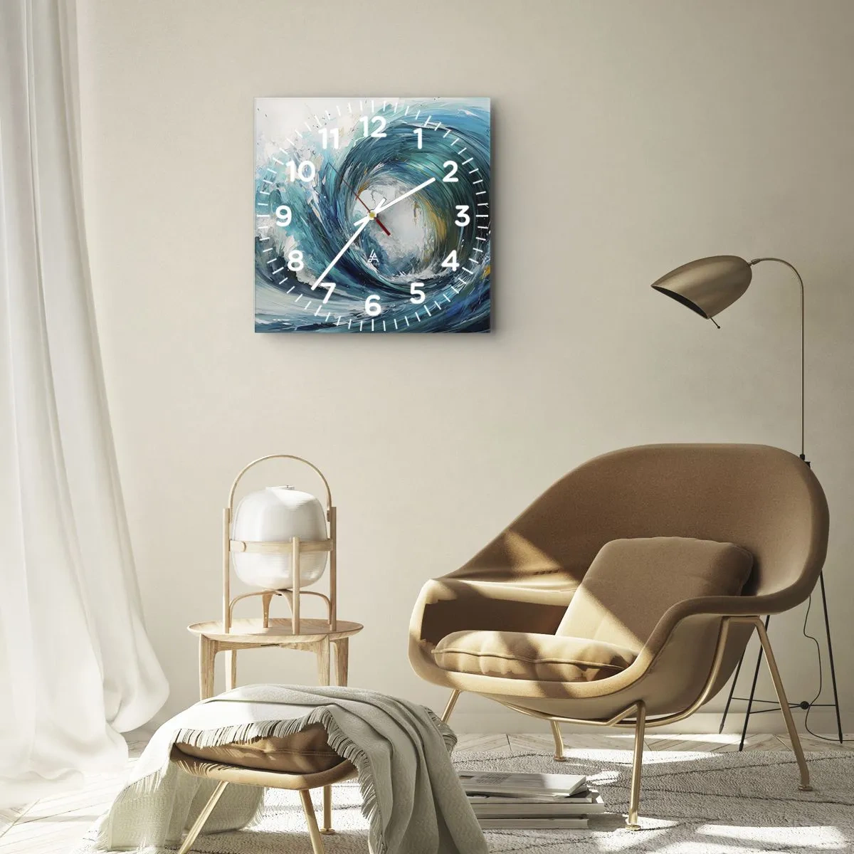 Wanduhr - Glasuhr - Meeresportal - 30x30 cm