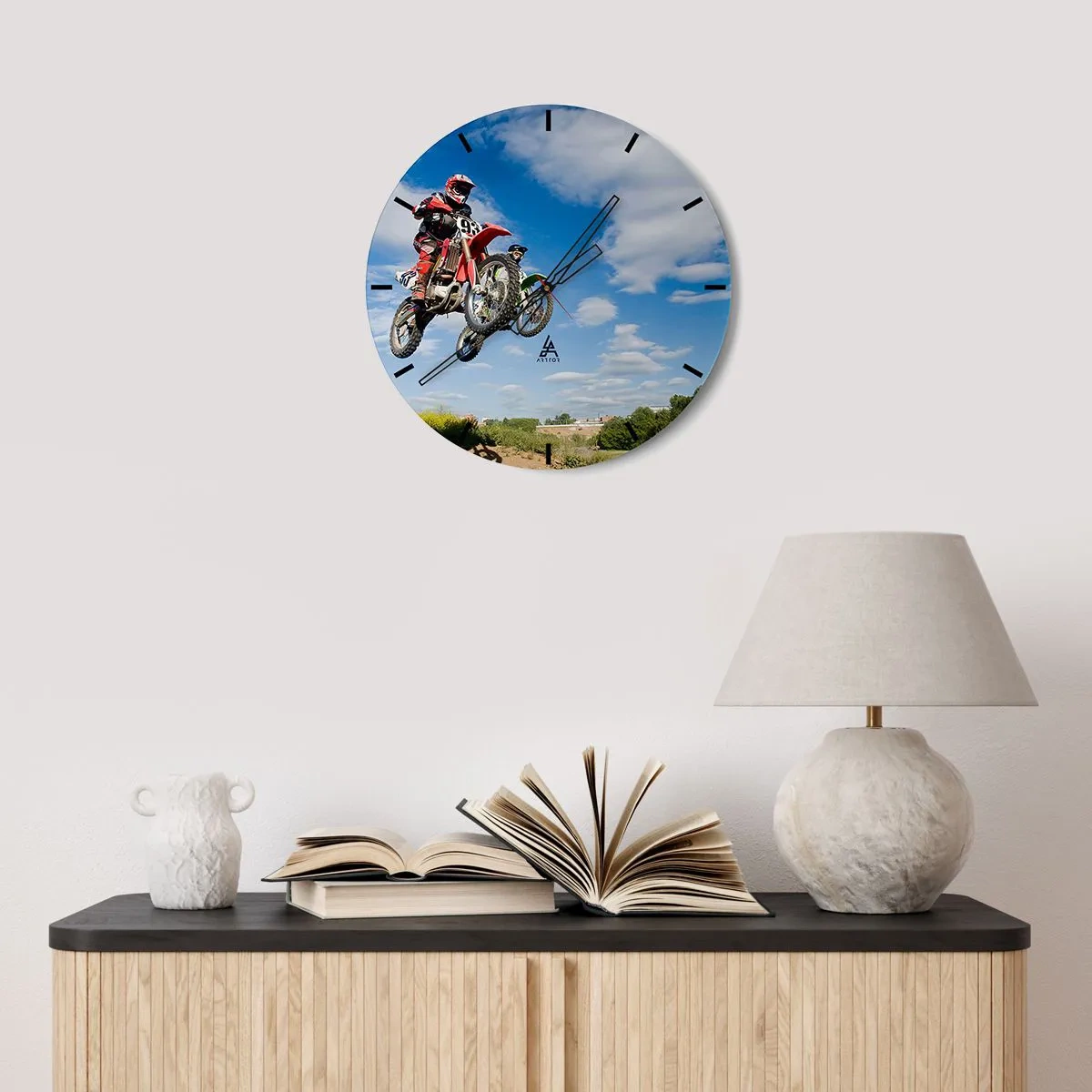 Wanduhr - Glasuhr - Himmelssprung - 40x40 cm
