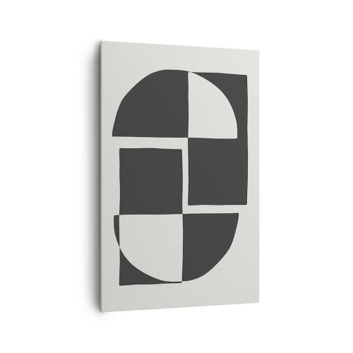Bild auf Leinwand - Leinwandbild - Abstrakte geometrische Formen in Schwarz und Weiß - 80x120cm - Antithese - Synthese - Moderne Wanddekoration für Wohnzimmer und Schlafzimmer ARTTOR