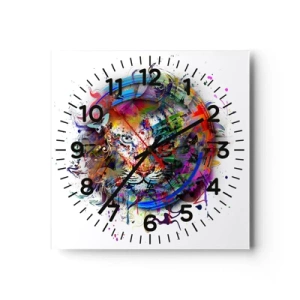 Wanduhr - Glasuhr - Es lauert hinter einem Regenbogenschleier - 30x30 cm