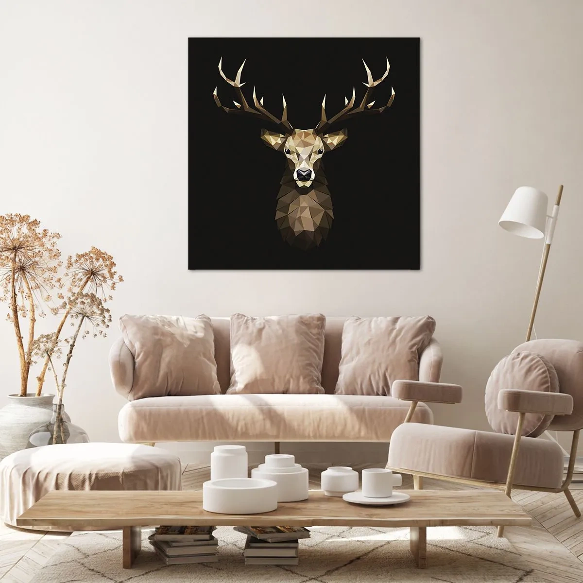Bild auf Leinwand - Leinwandbild - Kubistischer Hirsch - 60x60 cm