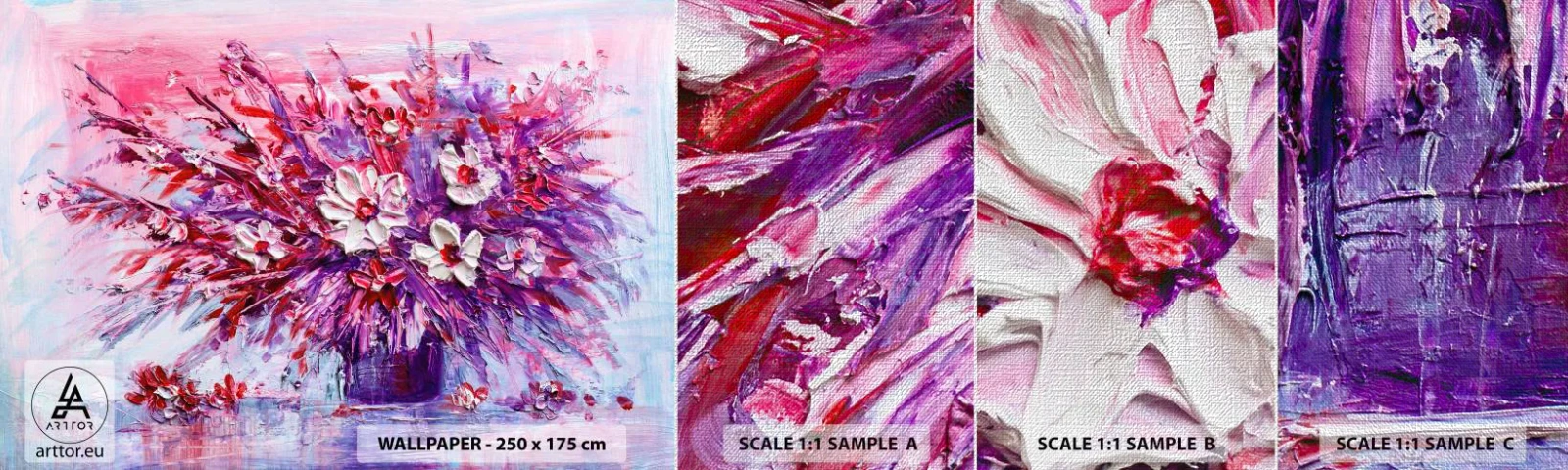 Fototapeten Muster Premium Canvas - Unschuld und Leidenschaft - Blumen, Blumenstrauß, Garten - 100x30 cm