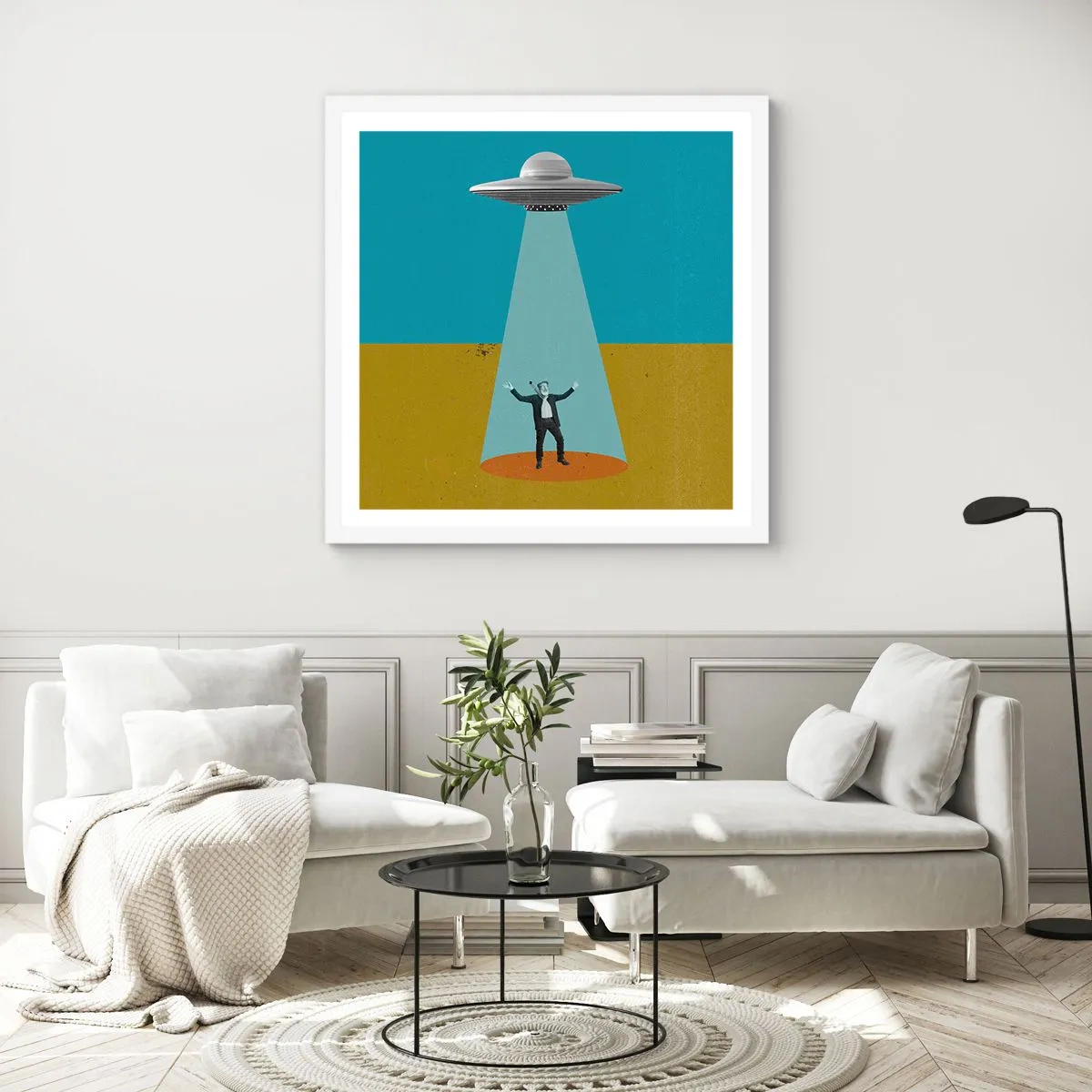 Poster in einem weißen Rahmen - Nahe Begegnung - 60x60 cm