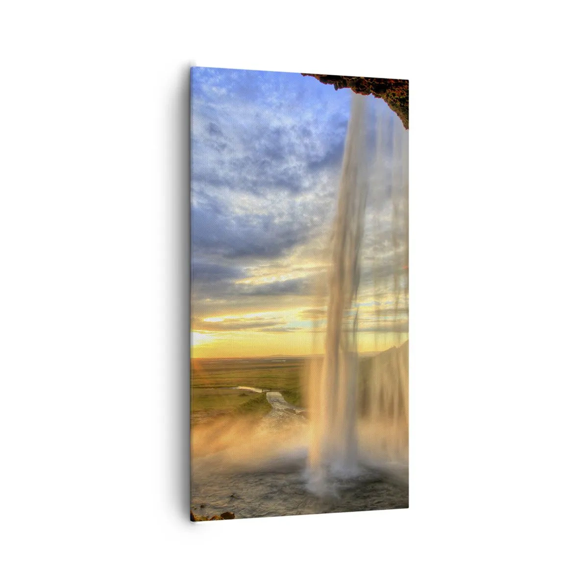 Bild auf Leinwand - Leinwandbild - Die Welt hinter einem Schleier aus Tropfen - 65x120 cm