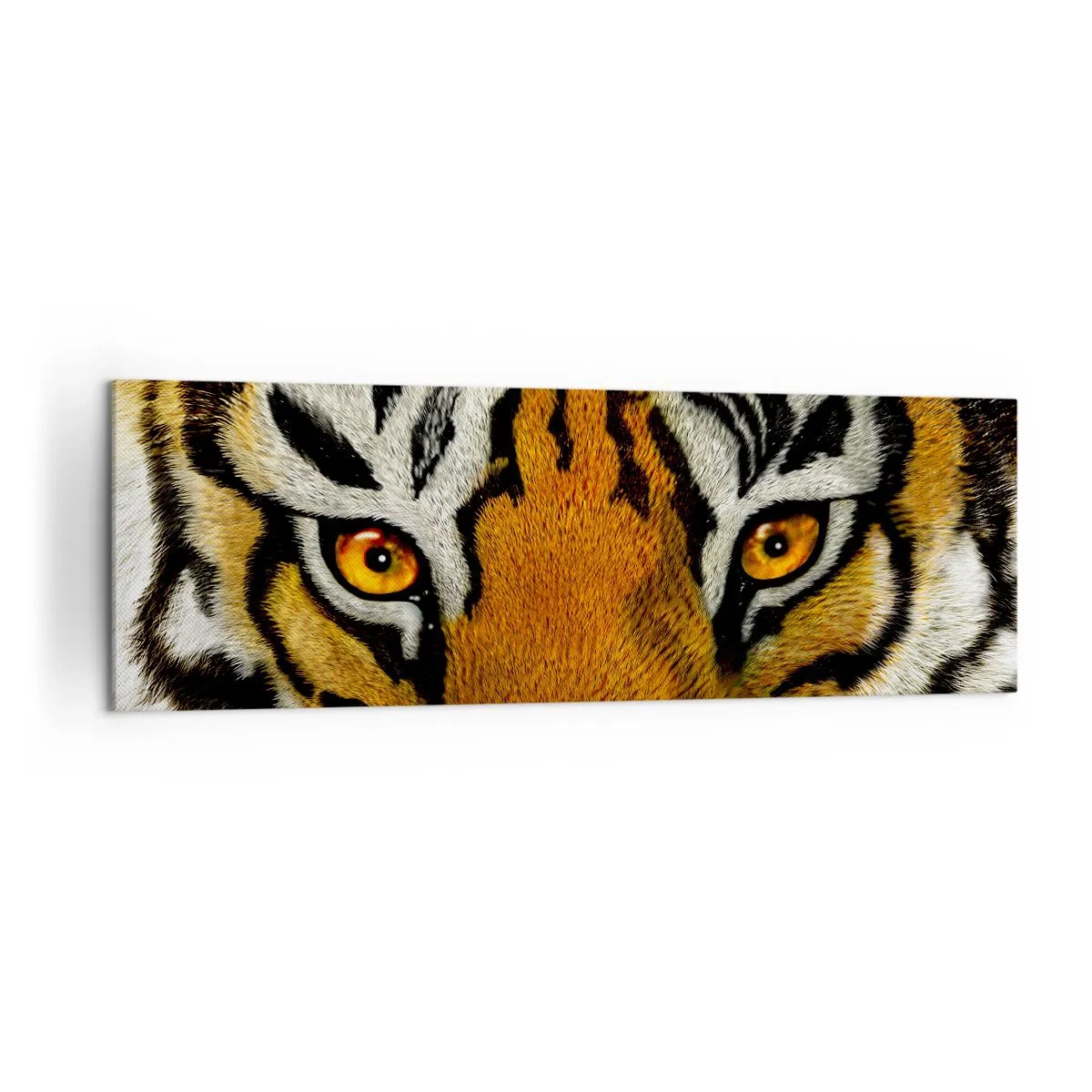 Bild auf Leinwand - Leinwandbild - Nahaufnahme eines Tigers mit intensivem Blick - 160x50cm - Schrecklich und schön - Moderne Wanddekoration für Wohnzimmer und Schlafzimmer ARTTOR