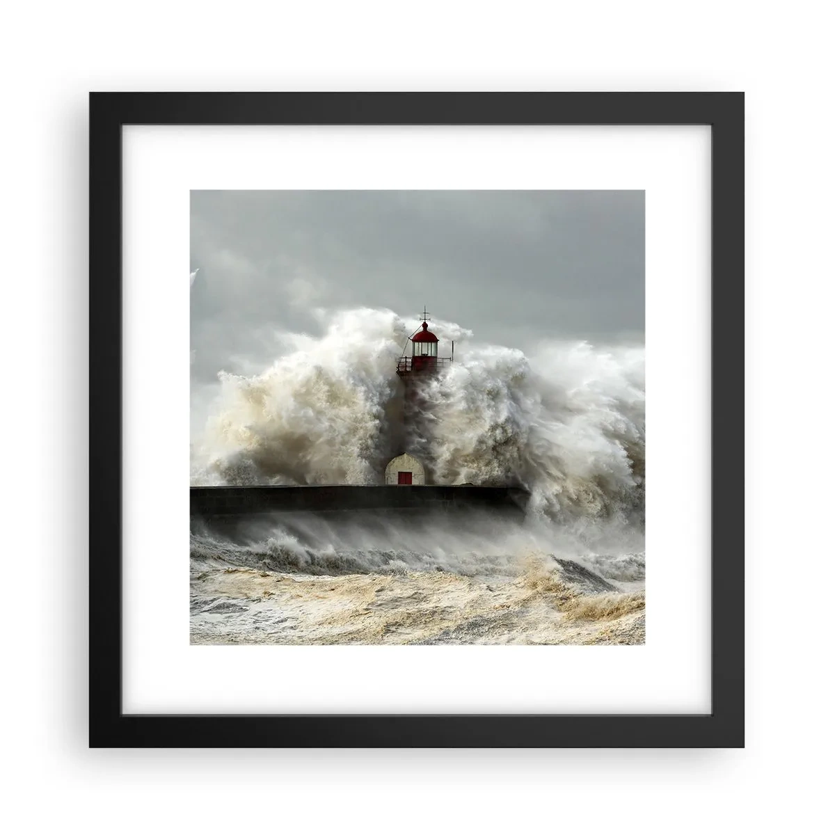 Poster in einem schwarzem Rahmen - Die Wut des Ozeans - 30x30 cm