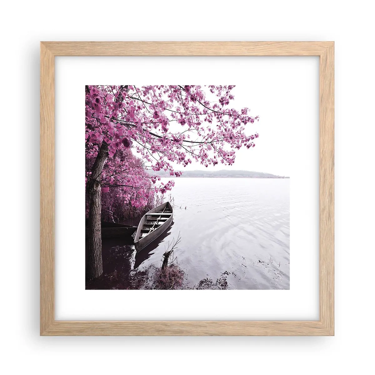 Poster in einem Rahmen aus heller Eiche - In rosa Stille - 30x30 cm