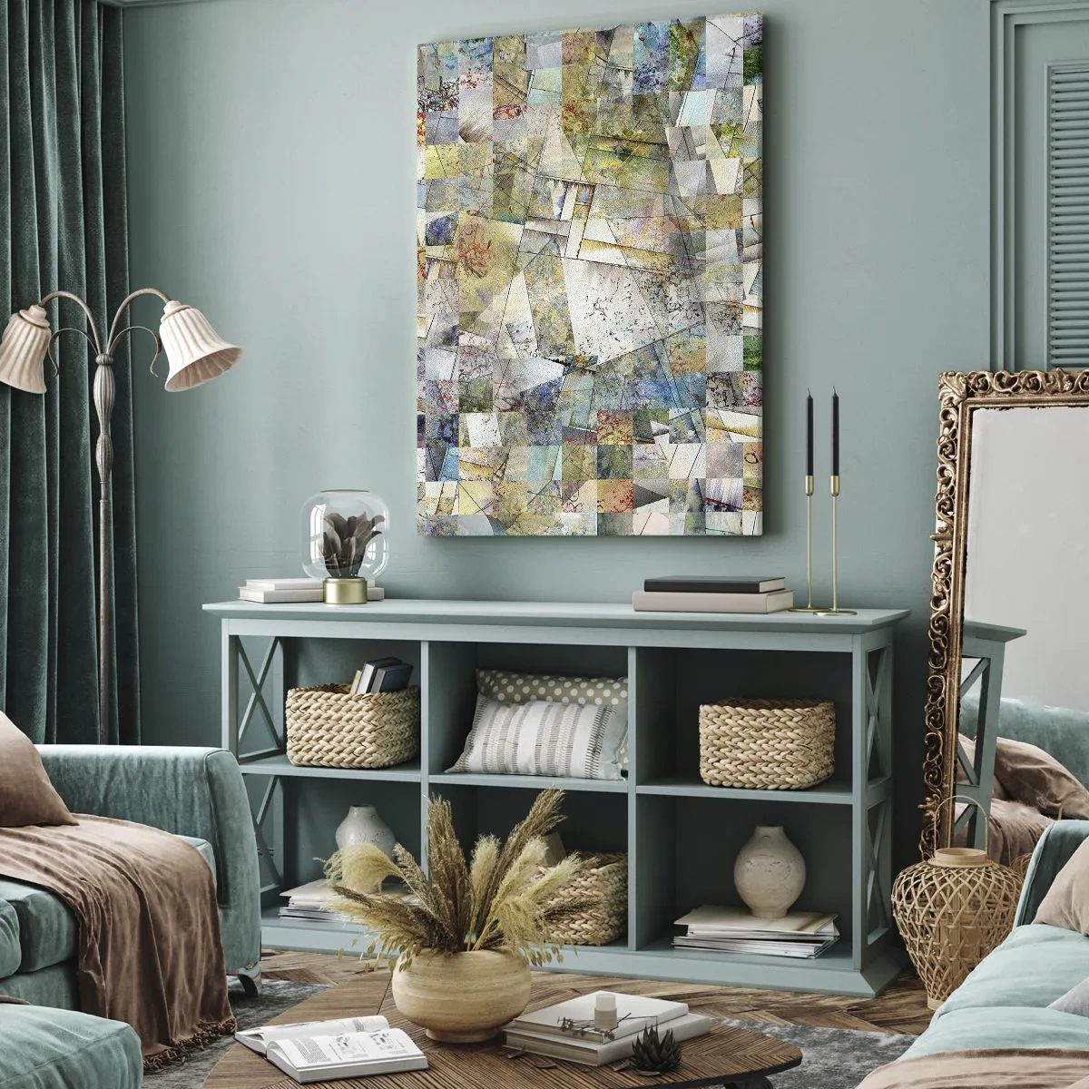 Bild auf Leinwand - Leinwandbild - Geometrische Mischung - 65x120 cm