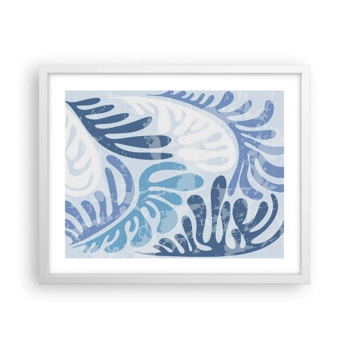 Poster in einem weißen Rahmen - Blaue Farne - 50x40 cm