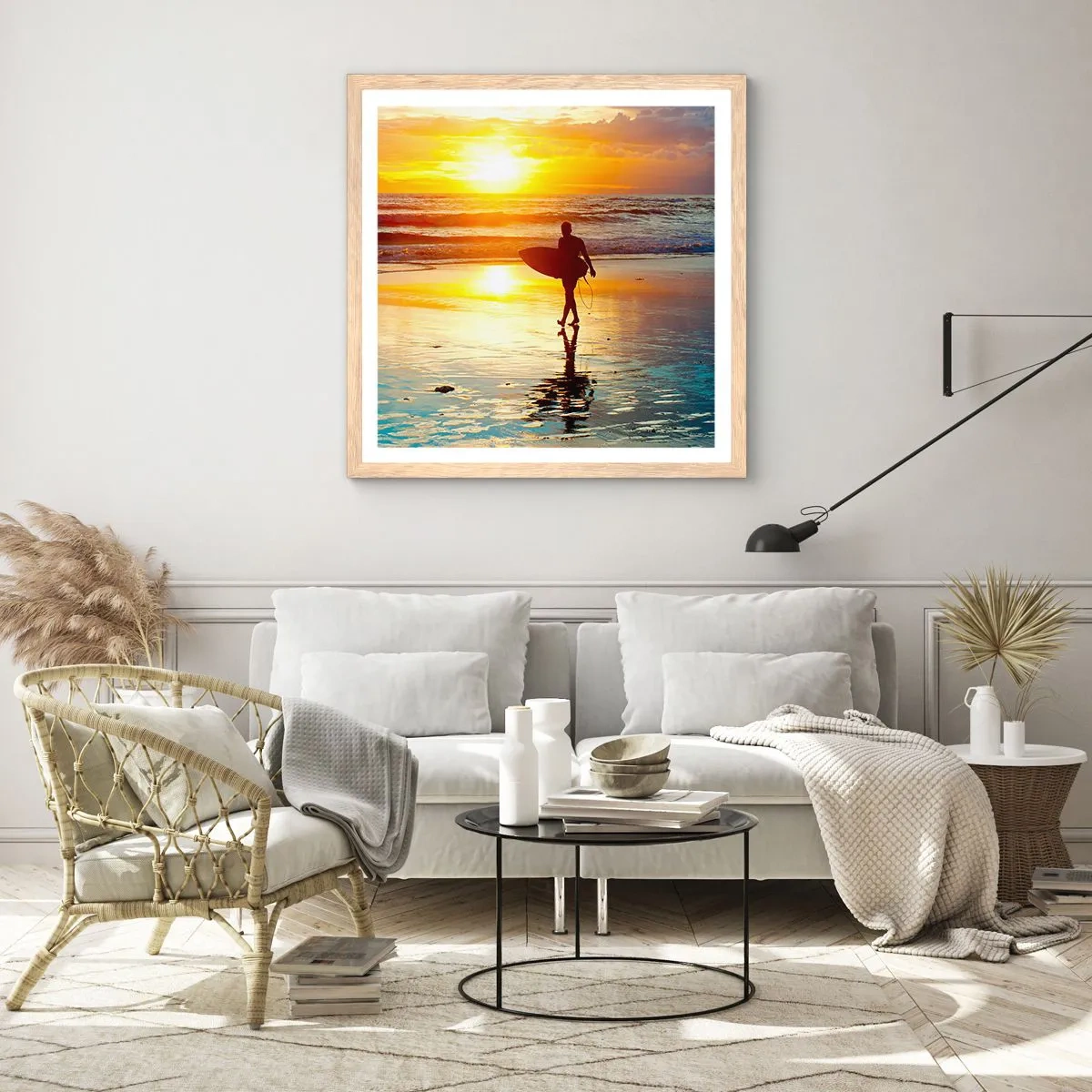 Poster in einem Rahmen aus heller Eiche - Die Rückkehr des Kriegers - 30x30 cm