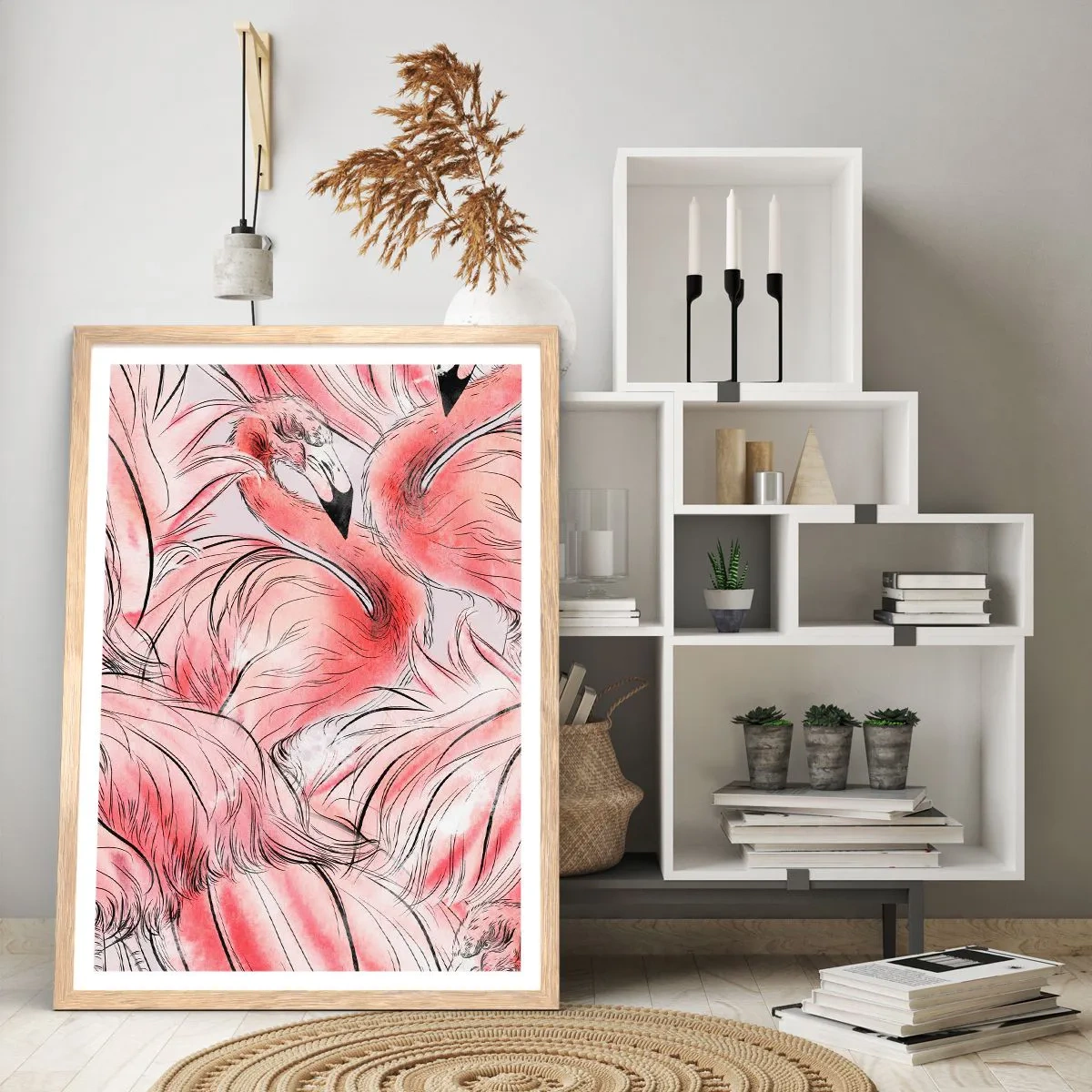 Poster in einem Rahmen aus heller Eiche - Bird Corps de Ballet - 70x100 cm