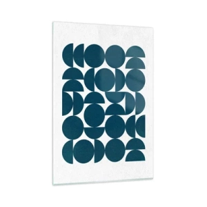 Glasbild - Bild auf glas - Geometrische Formen in Marineblautönen auf weißem Hintergrund - 80x120cm - Kreise und Halbkreise - Moderne Wanddekoration für Wohnzimmer und Schlafzimmer ARTTOR