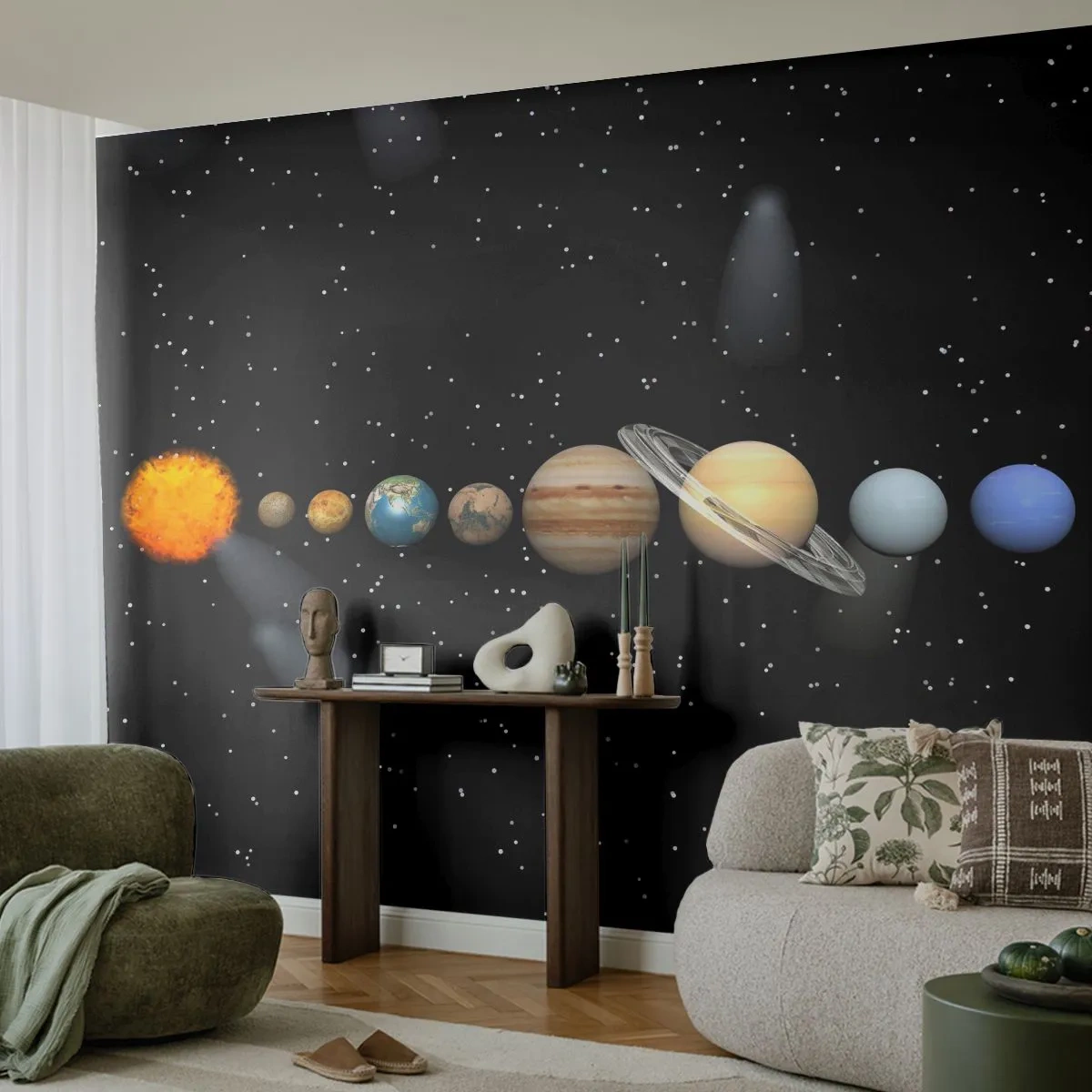 Fototapete Standard Eco - Und die Planeten werden verrückt und toben ... - Weltraum und Astronomie, Sonnensystem, Planeten - 400x280 cm