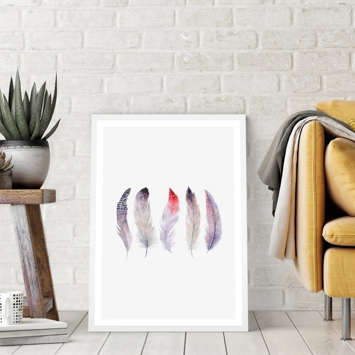 Poster in einem weißen Rahmen - Zart wie mehrfarbiger Nebel - 70x100 cm